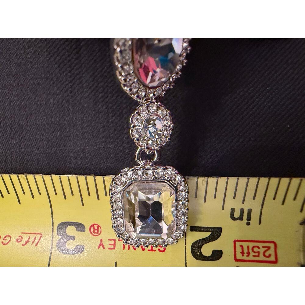 Glamorous Givenchy Stone Linear Drop Earrings large emerald-cut crystals 3”h - Picture 8 of 8